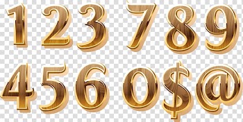 Brown numbers , Number Arabic numerals, Digital golden grain transparent background PNG clipart