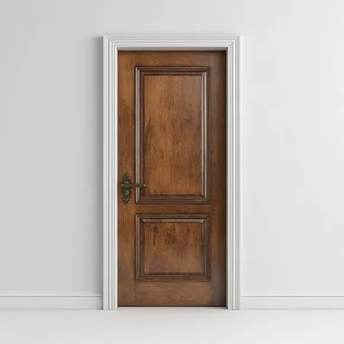 Brown Panel Door on White Background