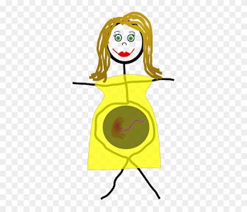Brown, Pencil, Drawing, People, Kid, Lady - Pregnant Woman Cartoon Drawing