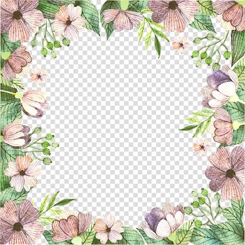 Brown petaled flowers frame illustration, Floral design Flower Pattern, floral border transparent background PNG clipart