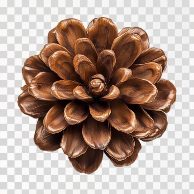 Brown pine cone on white background with clipping pass