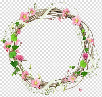 Brown, pink, and green floral wreath frame illustration, Flower, circle frame transparent background PNG clipart