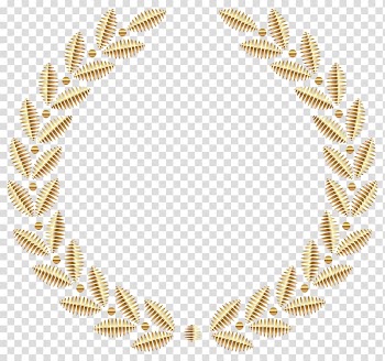 Brown plant leafs logo, , Golden Wreath transparent background PNG clipart