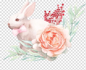 Brown rabbit illustration, Easter Bunny Paper Watercolor painting Rabbit, Rabbit with bow transparent background PNG clipart