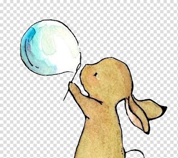 Brown rabbit making bubble illustration, Rabbit Drawing Illustration, Bunny blowing bubbles transparent background PNG clipart