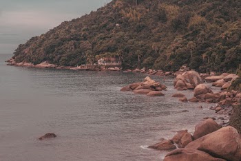 Brown Rock Formation Near Ocean