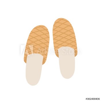 Brown slippers flat vector illustration