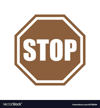 brown stop sign or logo