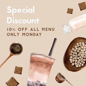 Brown sugar bubble milk tea set, promotion free, flyer template, watercolor illustration Free Vector