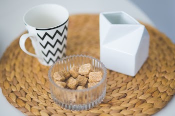 Brown sugar cubes in a dish