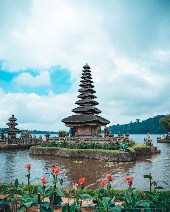 Brown Temple On A Lake