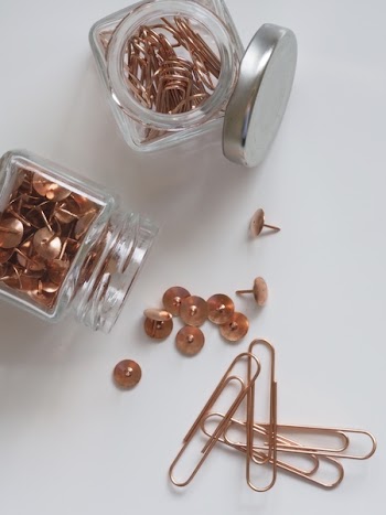 Brown Thumb Tacks and Paper Clips