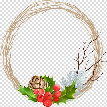 Brown twig wreath illustration, Wreath Christmas Garland, Christmas decoration wreath transparent background PNG clipart