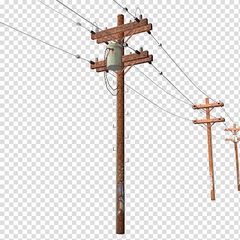 Brown utility pole illustration, Utility pole Overhead power line Electricity Electric utility , Telephone Pole transparent background PNG clipart