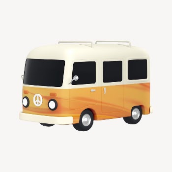 Brown van collage element, 3D | Free PSD - rawpixel