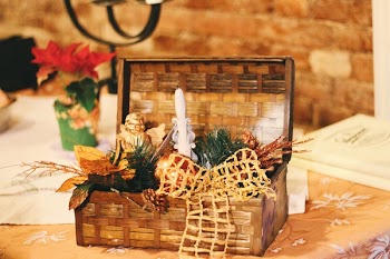 Brown Wicker Basket With Christmas Decors