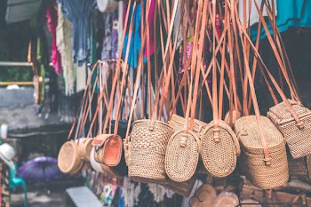 Brown Wicker Shoulder Bag 