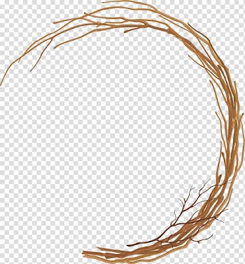 Brown wood wreath decor, Branch Computer file, Branch branches circle transparent background PNG clipart