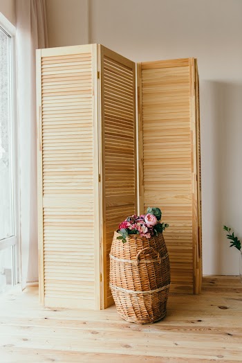 Brown Wooden 3-panel Room Divider