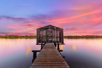 Brown Wooden Dock on Calm Body of Water