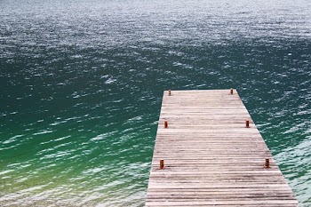 Brown Wooden Dock on Side of Body of Water