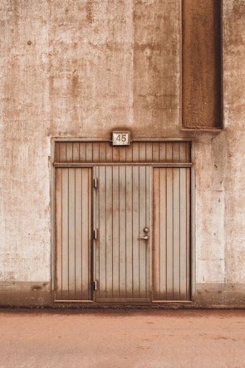 brown wooden door is close