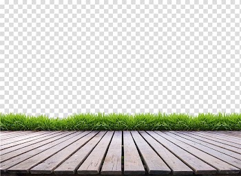 Brown wooden floor near green grasses, Floor Terrace Wood Porch, Hand-painted terrace platform transparent background PNG clipart