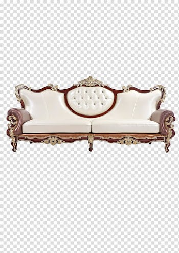 Brown wooden frame white padded 2-seat sofa illustration, Table Couch Chair Furniture, sofa transparent background PNG clipart