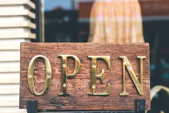 Brown Wooden Framed Gold Open-printed Decorative Signage