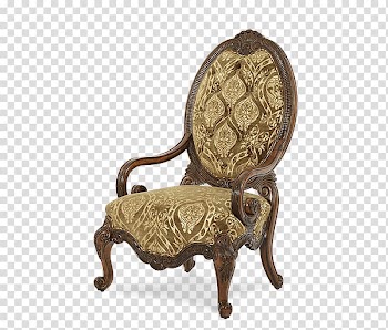Brown wooden framed gray fabric padded armchair, Armchair Deep transparent background PNG clipart