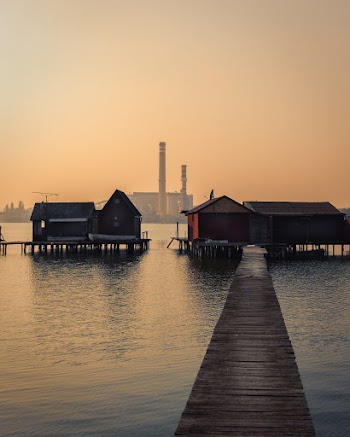 Brown Wooden House and Dock