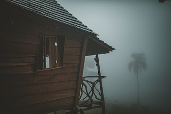 Brown Wooden House Covered With Fog