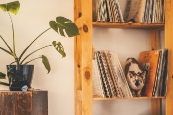 Brown Wooden Rack With Record Shelve