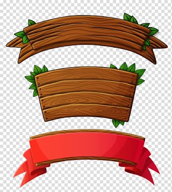 Brown wooden ribbon and red ribbon, Wood Banner Plank Logo, Wood sign transparent background PNG clipart