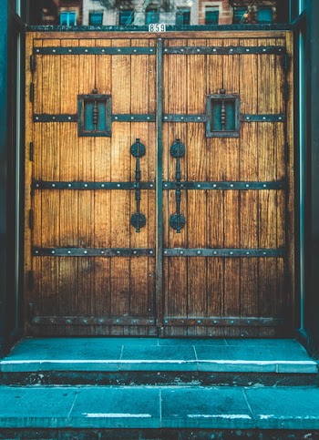 Brown Wooden Side-by-side Door