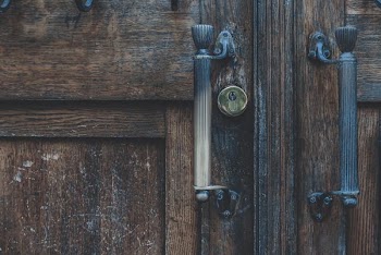 brown wooden side-by-side door