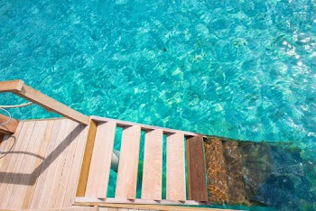 Brown Wooden Stair on Body of Water