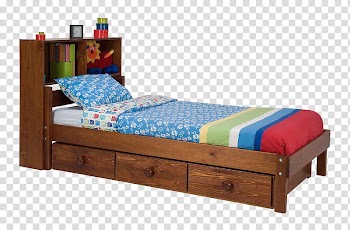 Brown wooden trundle bed frame transparent background PNG clipart