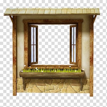 Brown wooden window, Window frame, European country windows transparent background PNG clipart