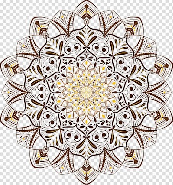 Brown wreath illustration, Mandala Elephantidae Indian elephant Euclidean , Retro khaki mandala transparent background PNG clipart