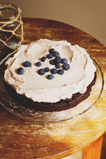 Brownie with high blueberries