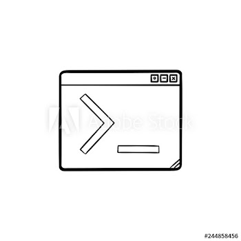 Browser window with command line hand drawn outline doodle icon