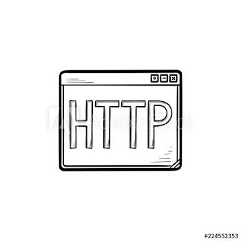 Browser window with http text hand drawn outline doodle icon