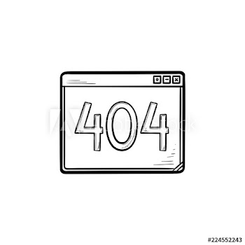 Browser window with inscription 404 error hand drawn outline doodle icon