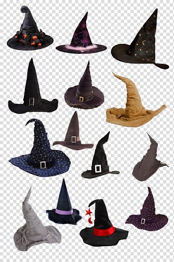 Bruja sombrero, assorted-color witch hat lot transparent background PNG clipart