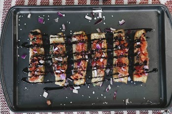 Bruschetta With Balsamic On Pan