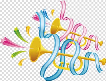 Brush Birthday Party, Ribbon horn transparent background PNG clipart