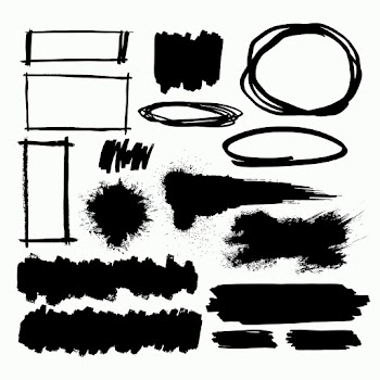 Brush element in black vector on white background collection
