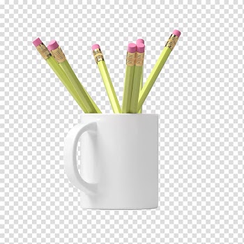 Brush pot Pink, White ceramic pen container transparent background PNG clipart