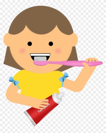 Brushing - Girl Brushing Teeth Clipart Png